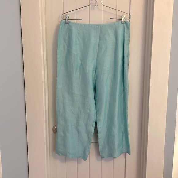 Organic by John Patrick 2 Piece Set Tunic Wide Leg Pant, 10, Turquoise - Picture 7 of 16